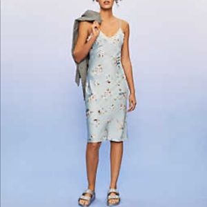 American Eagle Gray Slip Dress with Black Lace